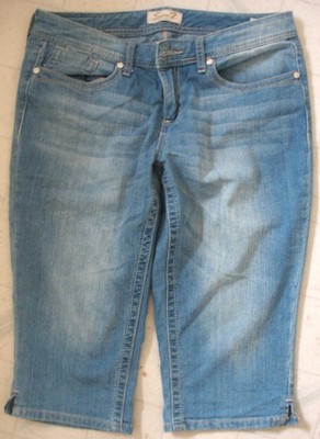 Seven 7 Capri skinny JEANS Women's size 12 destress embroidered pocket Est. 1964