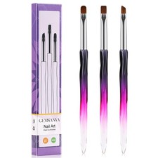 GEMSANVA Nail Art Clean Up Brushes,3PCS Brush For ONE, Black Purple