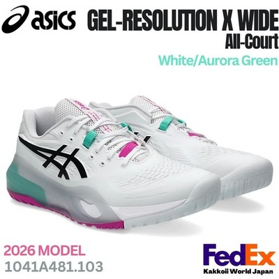 Asics Tennis Shoes GEL-RESOLUTION X WIDE White/Aurora Green 1041A487.103