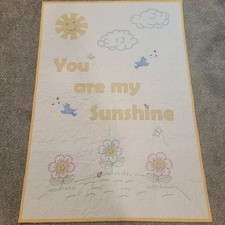 Handmade Quilt Two-Sided Baby Shower Blanket Unisex 54 x 38 Sunshine Animals Cow