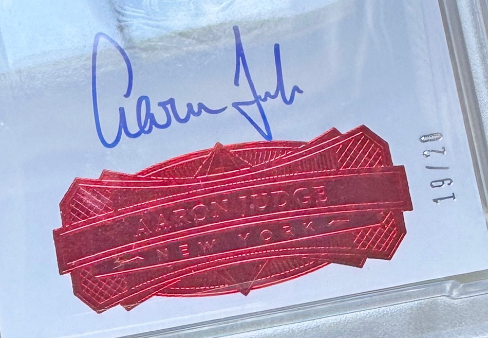 AARON JUDGE 2017 Panini Flawless Sig-Ruby Baseball Card PSA NM-MT 8/Auto 10;A962 view 3