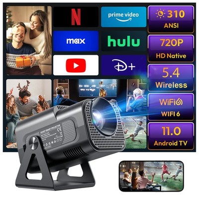 XGODY Projector 310ANSI Native 720P Support 4K Android 11 Auto Correction Beamer