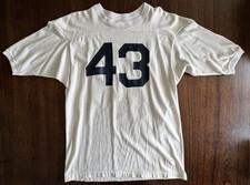 True Vintage 60s 70s Champion Thrashed Football Jersey Ivory 3/4 Size Large 43