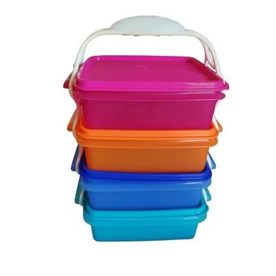Tupperware Stackable Square Container Set with Handle Multicolor