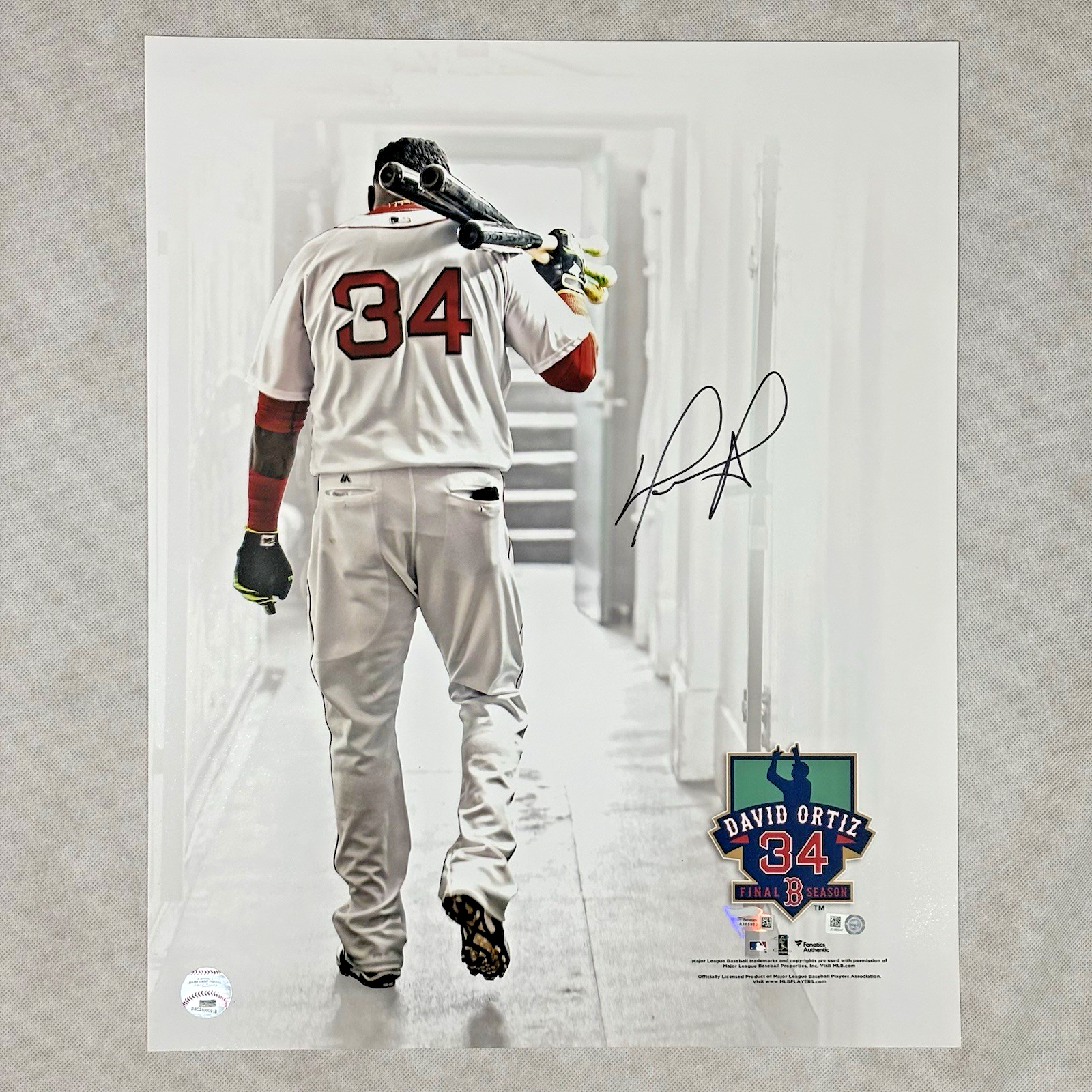 David Ortiz Autographed Signed Boston Red Sox Tunnel Fanatics 16" x 20" Photo Final Season 