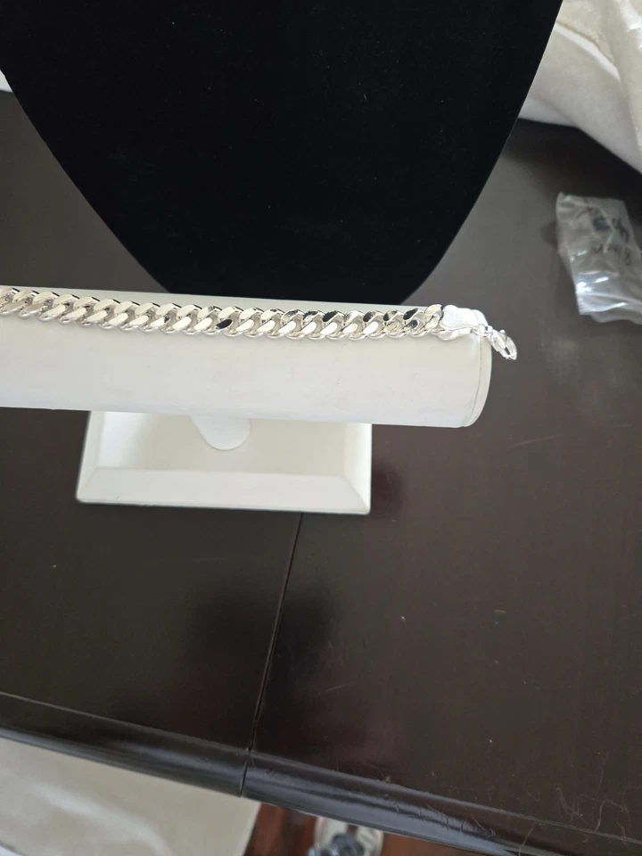 Juego De Pulsera 10mm Plata Cubana 925 18" Sin Cuello 8" 144 Gramos Sólidos Foto 3 de 4