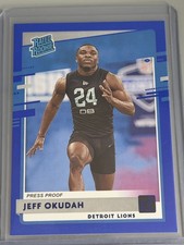 2020 Panini Donruss - Rated Rookie Jeff Okudah #343 Press Proof Blue (RC)