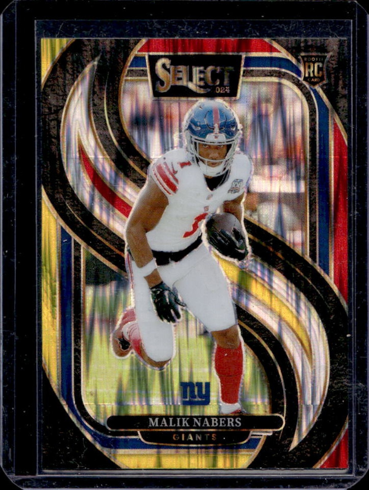 2024 Select Malik Nabers Premier RC Red and Yellow Prizm Shock #116 Giants