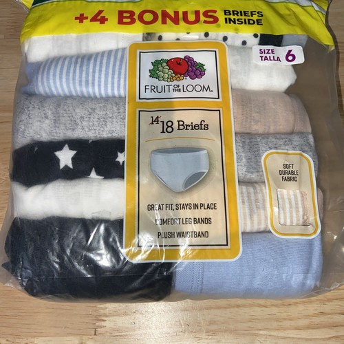 Fruit of the Loom Girls Underwear Assorted Cotton Brief Panties, 18 Pack, Size 6 - Picture 2 of 5