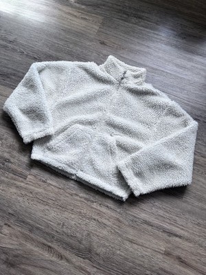 Nike Pelz / Fleece Zip Jacket Creme Off White Boxy Fit M