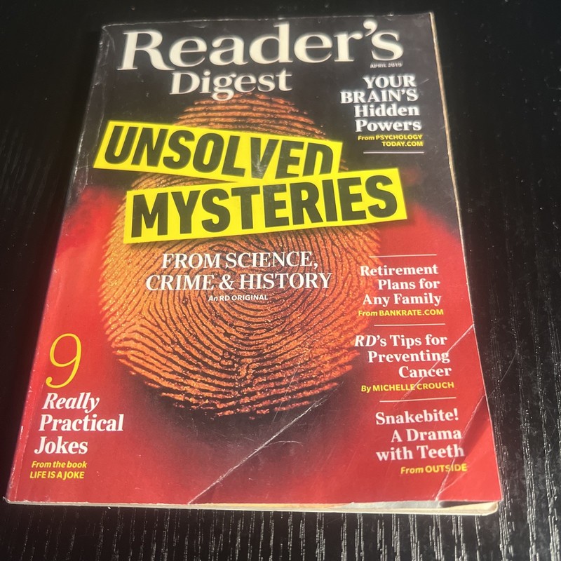 UNSOLVED MYSTERIES * BRAIN'S HIDDEN POWERS April 2019 READER'S DIGEST MAGAZINE