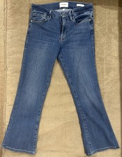 Womens FRAME Le Crop Mini Boot Cut Blue Jeans Waist Size-27 