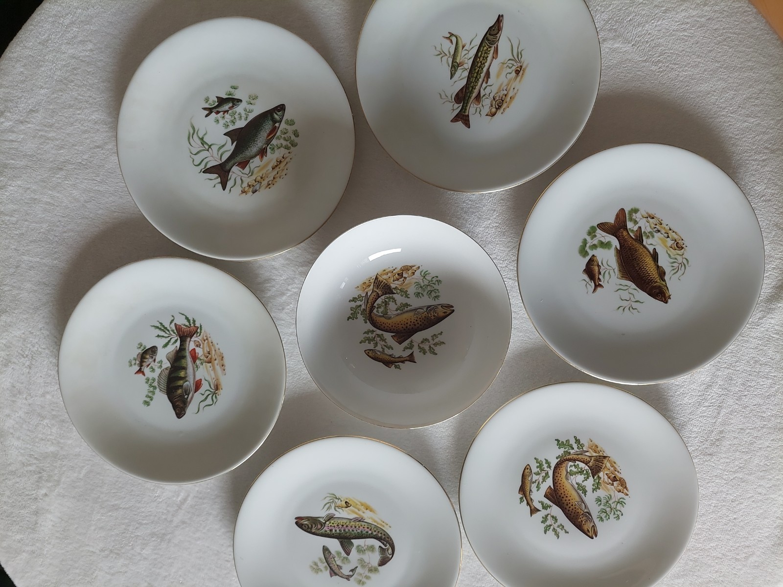 Fischservice Händel Bavaria 1 Servier Schale sowie 6 Fisch Teller Fischmotive