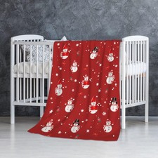Christmas Snowman Print Baby Blanket Food Blanket Gifts Super Soft Swaddle To...