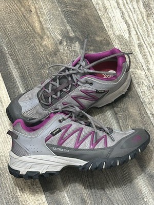 The North Face Ultra 110 GTX Shoes Womens 9.5 Gray Pink Waterproof Trail Hiking