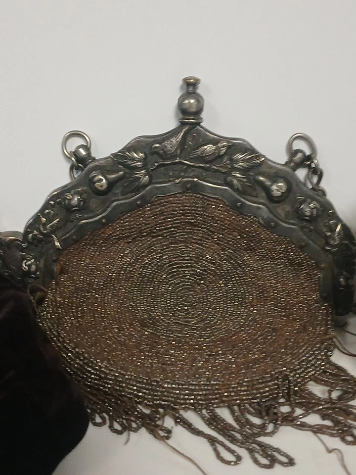 3 Monederos Victorianos Plata Querubín Terciopelo Negro Con Piedras Preciosas Mini Noche  Foto 3 de 4