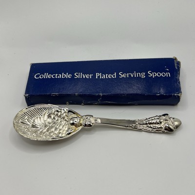 International Silver Plated Serving Spoon PINEAPPLE Design 5 3/4'' Unused in Box