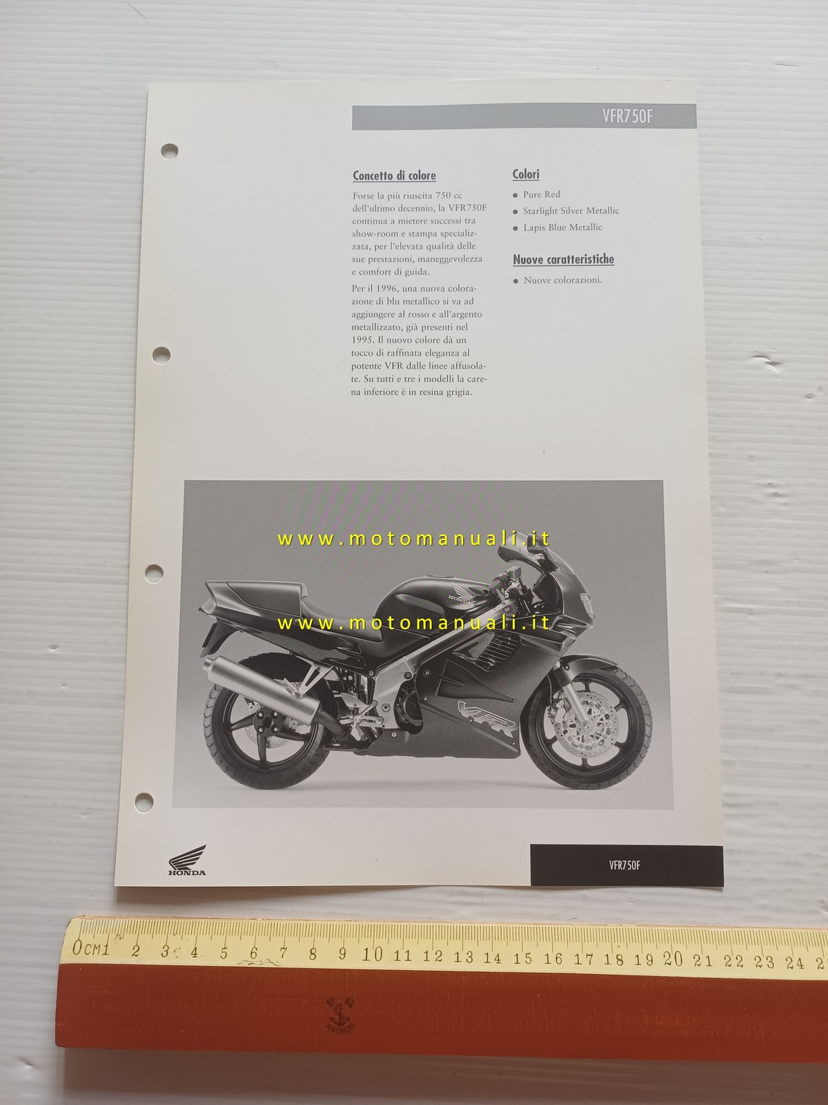 Honda VFR 750 F 1996 presentazione scheda tecnica x rete vendita originale