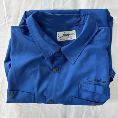 Jawbone Tackle Blue Button Up Fishing Polo mens Large