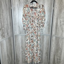 Free People Maxi Dress Chiffon Sheer Floral Tea Combo Button Down Size XS