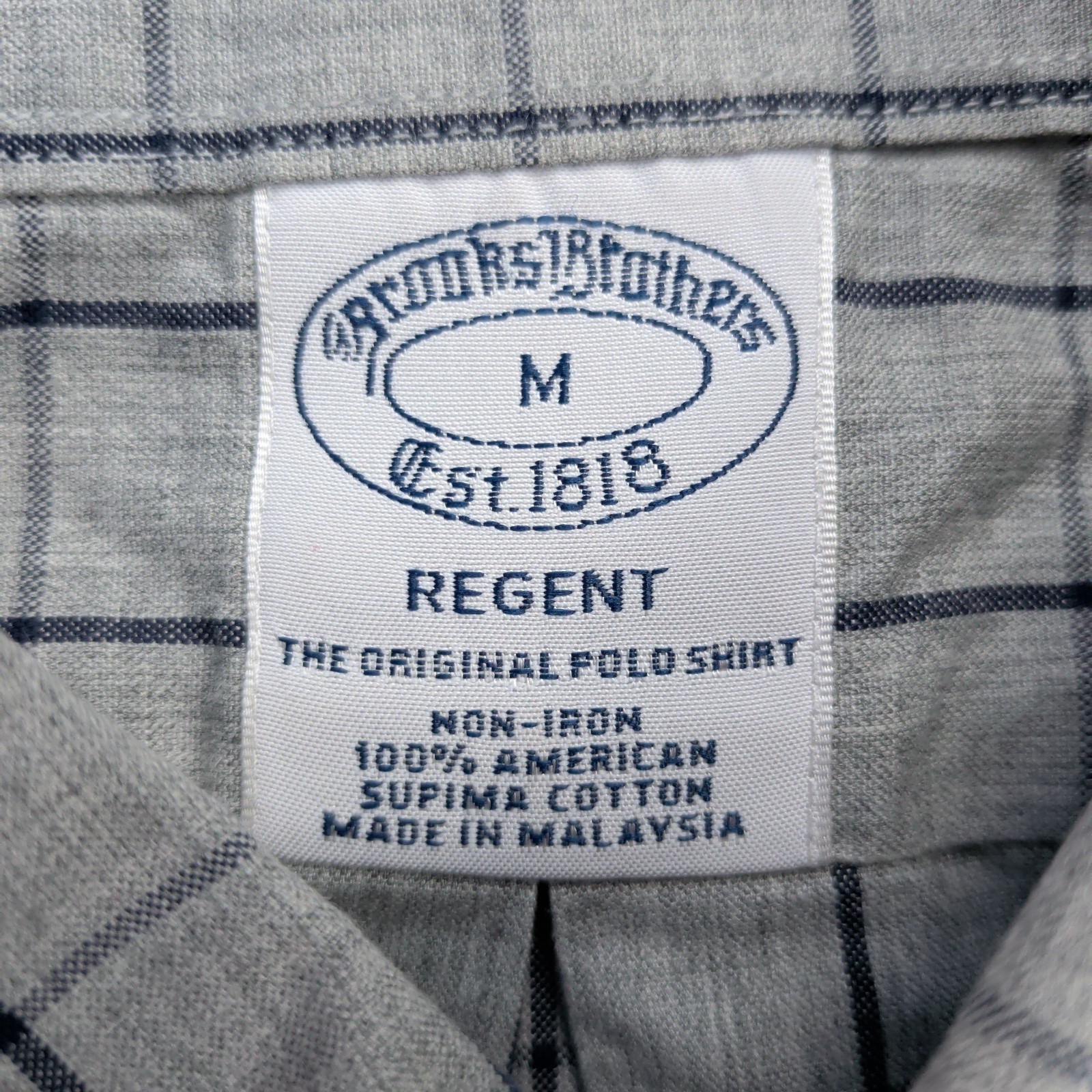 Brooks Brothers Regent Shirt Mens M Non-Iron Gray Blue Windowpane Long Sleeve thumbnail 3