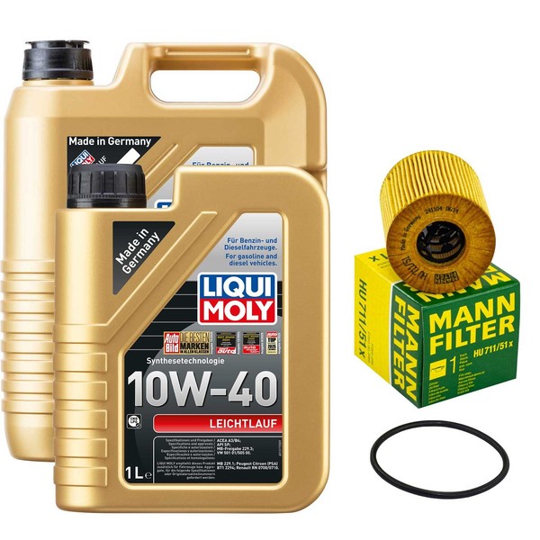 MotoröL Set Leichtlauf 10W-40 Liqui Moly 6 Liter + ÖLfilter FüR Citroen Peugeot-image