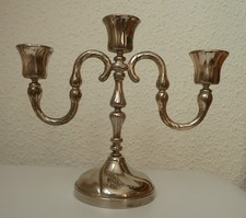 Tischleuchter - Kerzenhalter 3-armig Silberlegierung Kerzen Ständer - H 18cm