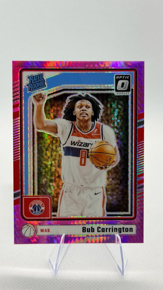 Bub Carrington 2024-25 Optic Basketball Donruss Optic RC Hyper Pink #273
