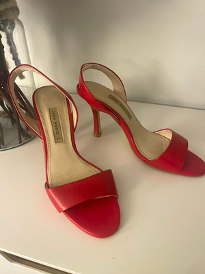 Zara Basic Collection Damen Slingback Sandalen Leder rot Stiletto m EU 40