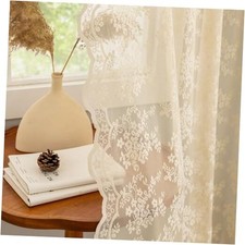 Lace Curtains 63 inches Length 2 Panels Antique 52"W x 63"L Pack of 2 Beige