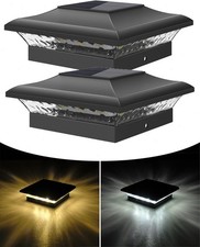 2Pcs Solar Post Deck Lights LED 4&times;4" Outdoor Garden Landscape Fence Cap Lights