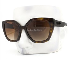 Prada Sunglasses SPR 24X 2AU-6S1 Polished Brown Tortoise Black Logo with Case