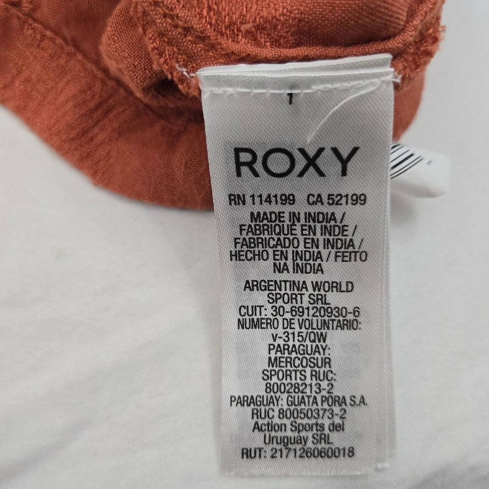 Mono ROXY Mujer M Calado Corbata Frontal Terracota Óxido Pierna Ancha Playa Boho Foto 4 de 4