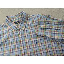 Polo Ralph Lauren Mens XL Plaid Button Down Shirt Blue Multi Color Cotton LS