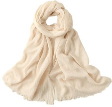 Womens Soft-Cotton-Linen Lightweight-Scarfs Large Long Fashion Gauze Shawl Wr...