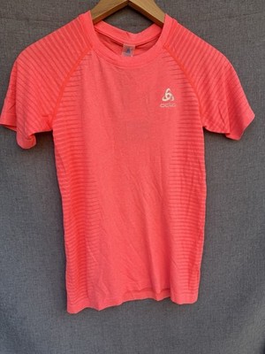 NWT Odlo ZeroScent Short Sleeve T Shirt Womens XS Neon Pink Siesta Melange