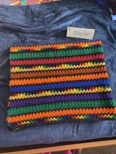 Handmade Crocheted Afghan Multicolored Lap Blanket  40”X 35”