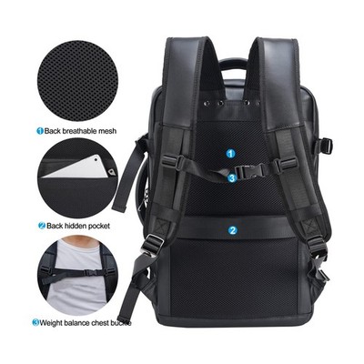 【Masa】 Masa Kawa Leather 15.6 Inch Laptop Backpack for Men Expandable 36L
