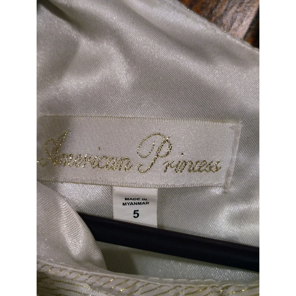 Vestido de tul blanco con capas American Princess lazo brillante estrás talla 5 Foto 3 de 4