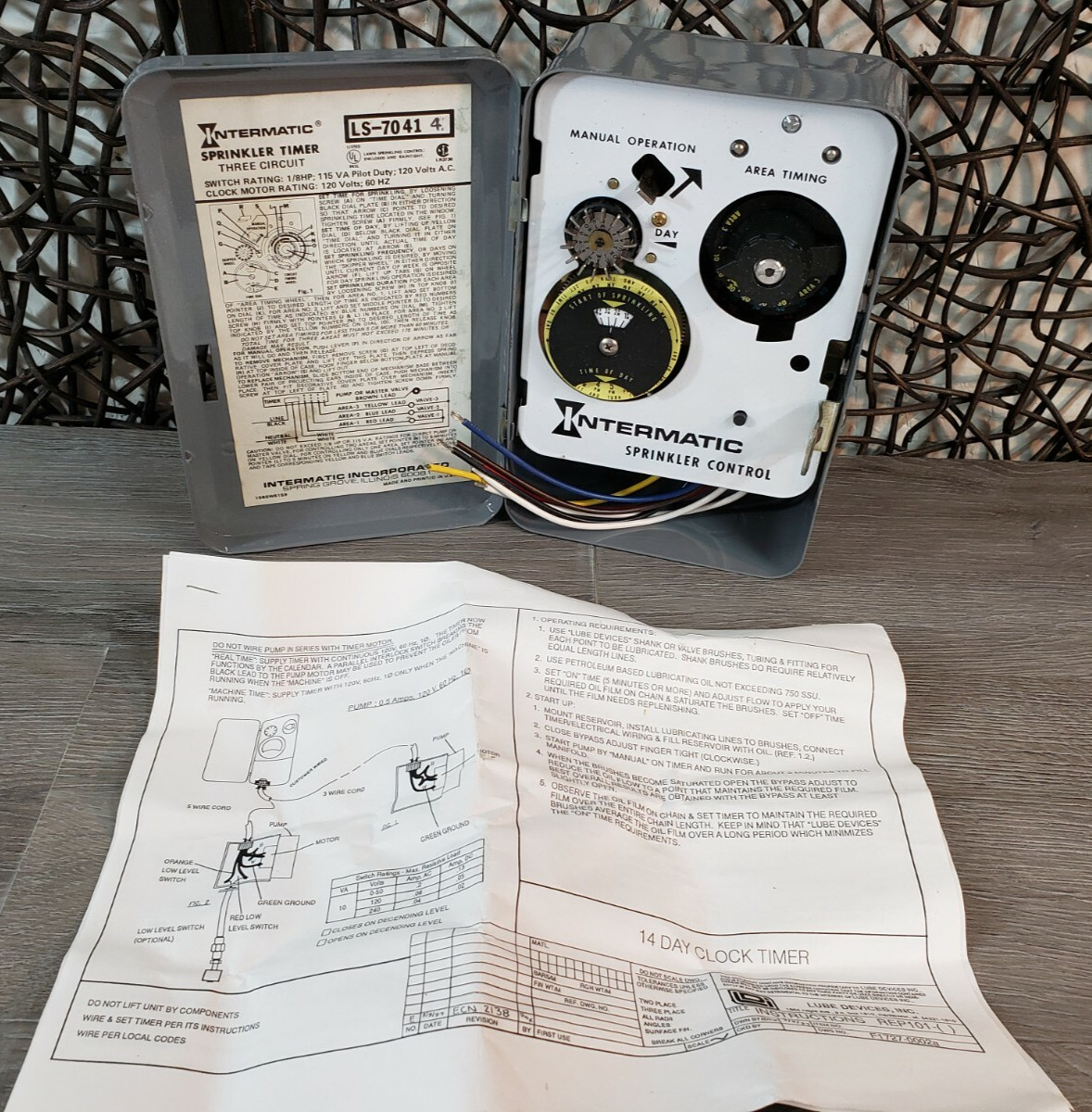 Intermatic LS-7041 Sprinkler Timer 3-Circuit 1/8HP 120V LS7041 W/ PAPERWORK