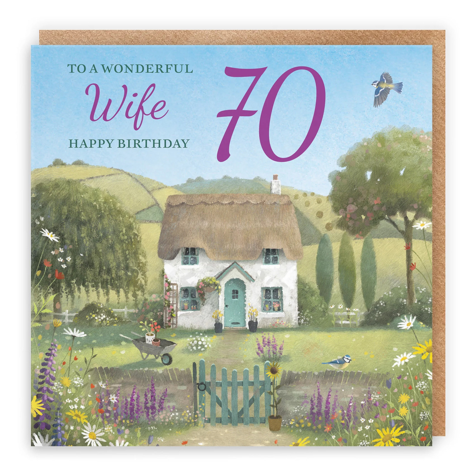 70th Wife Birthday Card Thatched Cottage Milo's Gallery
