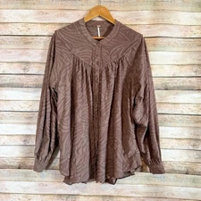 Free People Brown Textured Can't Stop Dreaming Boho Flowy Tunic Top Size XS
