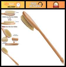 Long Handle Bath Brush with Soft Natural Bristles - Antiskid Shower Scrubber for