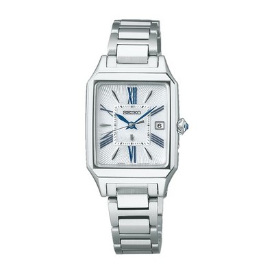 Seiko Lukia SSVW209 Ladies Solar Radio Square Silver Sapphire