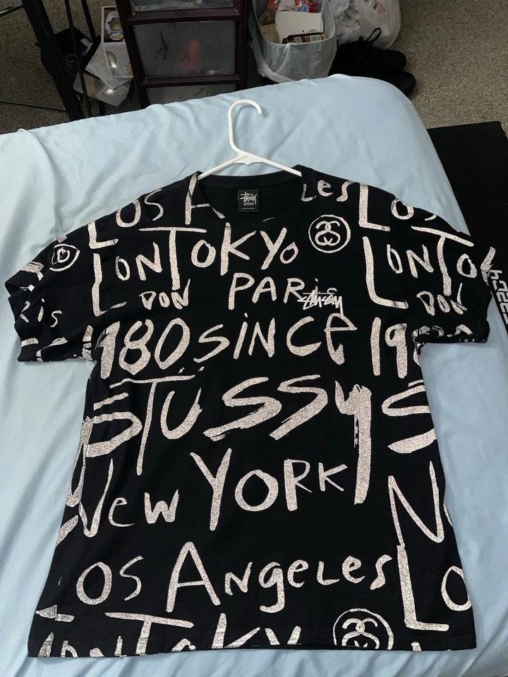 Stussy T-Shirt Y2K Vintage All-Over Print AOP Reflective Men's M - Image 4 of 4