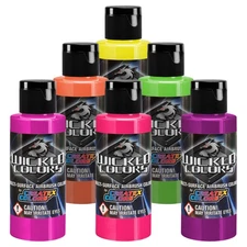 6 Color Createx Wicked FLUORESCENT Colors Paint Set