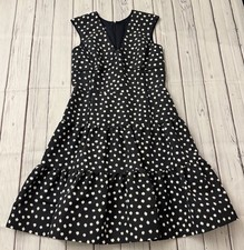 Oscar de la Renta 100% Silk Polka Dot Dress Size 12 Made In Italy Blue White