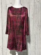 Alice + Olivia Women's Pink & Black Silk Blend Tie Dye3/4Bell Sleeve Size XS/S