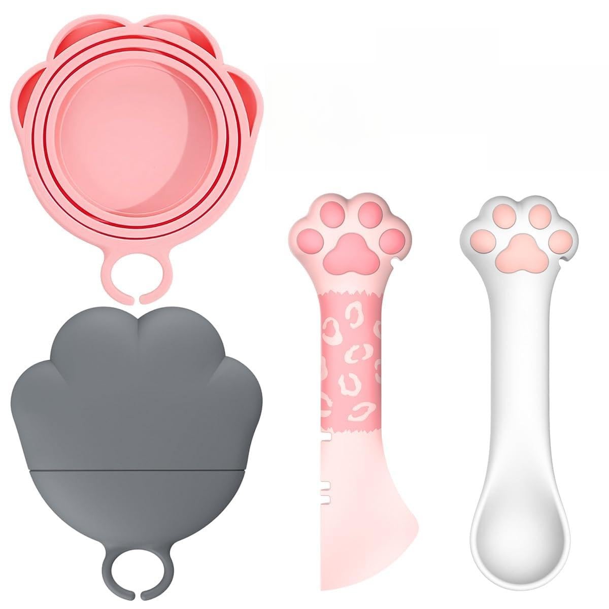 Kit ouvre-boîtes pour animaux domestiques avec cuillère pour chat en plastique sans BPA