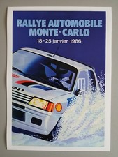 monté carlo - peugeot 205 rallye - rallye 1986 -  AFFICHE POSTER A3